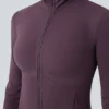 Mock Neck Push-Up Long Sleeve Thumb Hole Yoga Jacket with Pockets